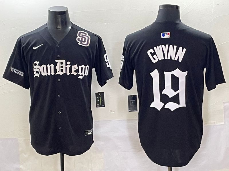 Men 2025 San Diego Padres #19 Gwynn Black Five generations Joint Name Nike MLB Jersey style 17->san diego padres->MLB Jersey